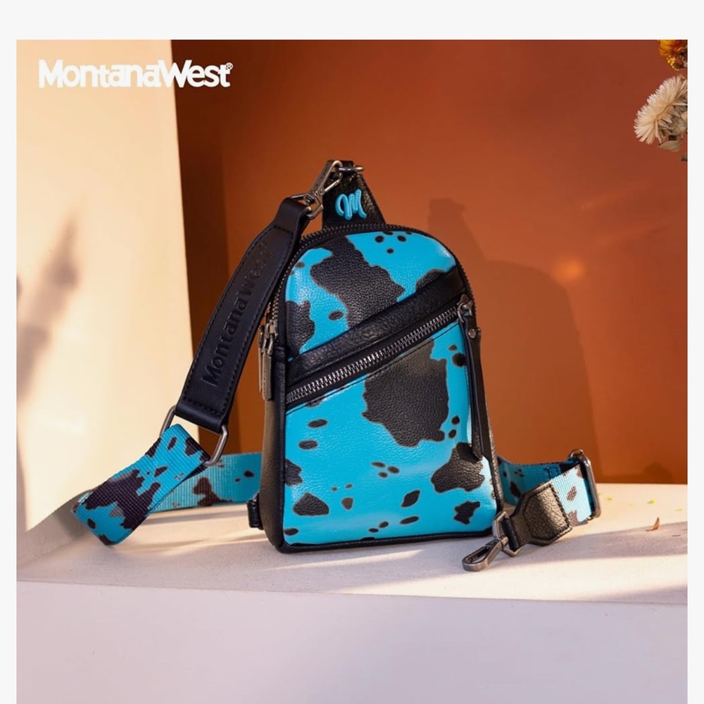 Montana West Blue and Black Crossbody Bag with Adjustable Strap - Picture 5 of 5